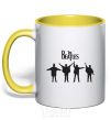 Mug with a colored handle THE BEATLES team yellow фото