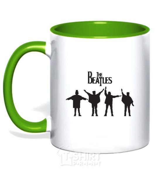 Mug with a colored handle THE BEATLES team kelly-green фото