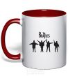 Mug with a colored handle THE BEATLES team red фото