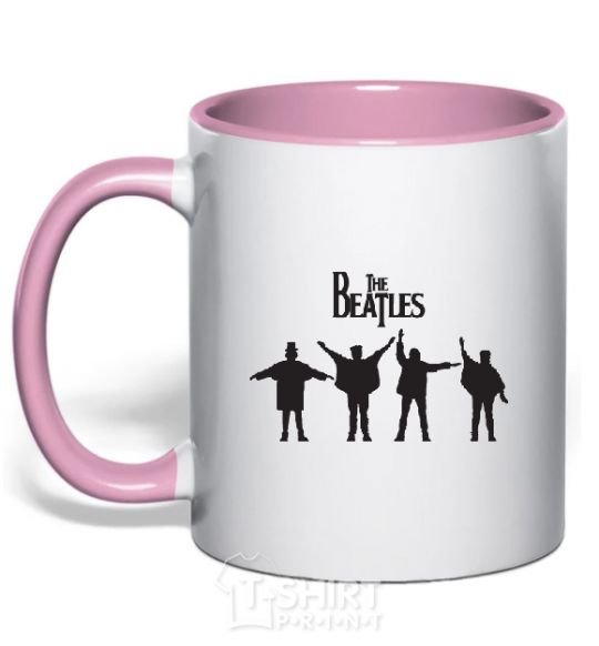 Mug with a colored handle THE BEATLES team light-pink фото