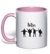 Mug with a colored handle THE BEATLES team light-pink фото