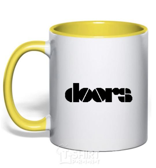 Mug with a colored handle THE DOORS yellow фото