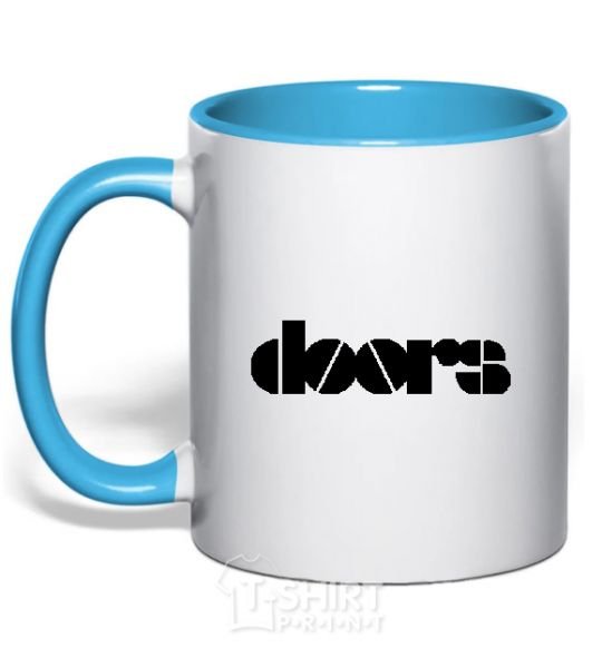 Mug with a colored handle THE DOORS sky-blue фото