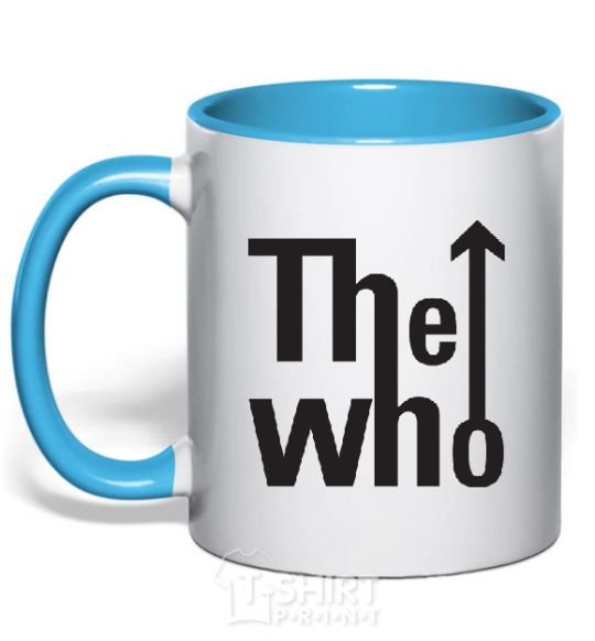 Mug with a colored handle THE WHO sky-blue фото