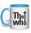 Mug with a colored handle THE WHO sky-blue фото