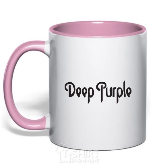 Mug with a colored handle DEEP PURPLE light-pink фото