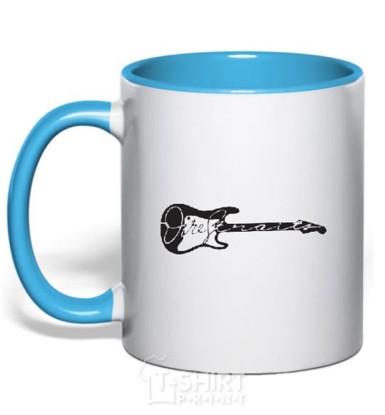 Mug with a colored handle DIRE STRAITS sky-blue фото