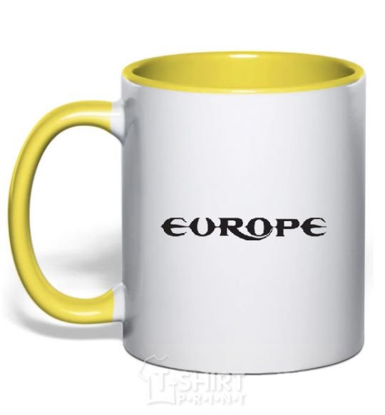 Mug with a colored handle EUROPE yellow фото