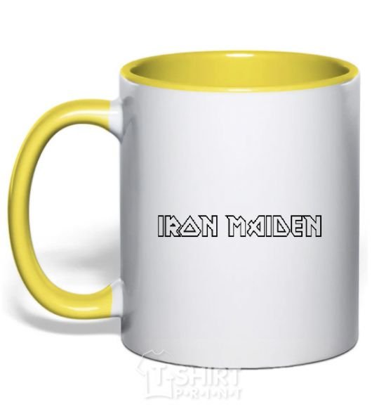 Mug with a colored handle IRON MAIDEN yellow фото