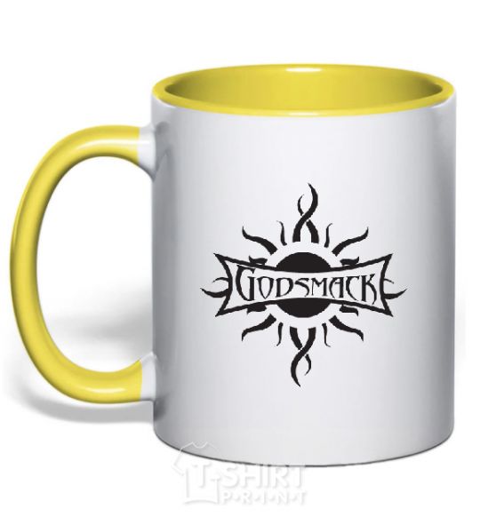 Mug with a colored handle GODSMACK yellow фото