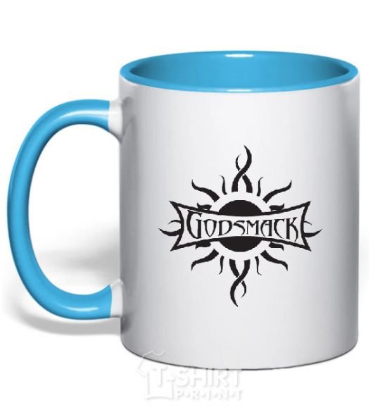Mug with a colored handle GODSMACK sky-blue фото