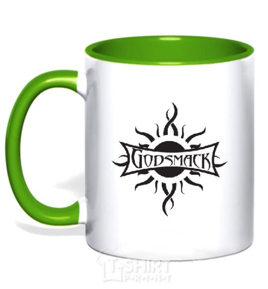 Mug with a colored handle GODSMACK kelly-green фото