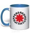 Mug with a colored handle Red hot chilly pappers royal-blue фото