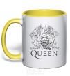 Mug with a colored handle QUEEN yellow фото