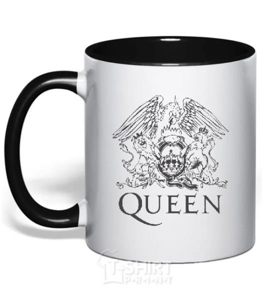 Mug with a colored handle QUEEN black фото