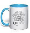 Mug with a colored handle QUEEN sky-blue фото