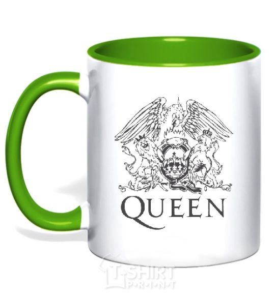 Mug with a colored handle QUEEN kelly-green фото