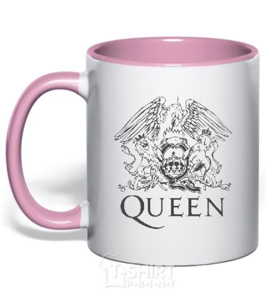 Mug with a colored handle QUEEN light-pink фото