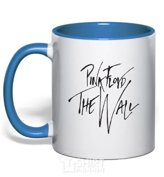 Mug with a colored handle PINK FLOYD signing royal-blue фото
