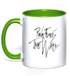 Mug with a colored handle PINK FLOYD signing kelly-green фото