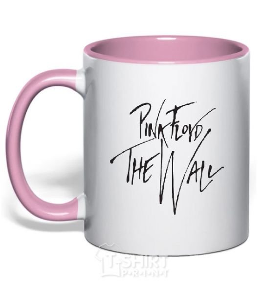 Mug with a colored handle PINK FLOYD signing light-pink фото