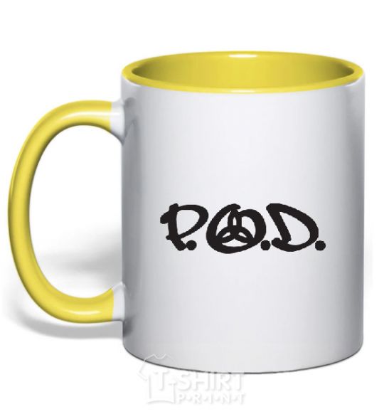 Mug with a colored handle P.O.D. yellow фото