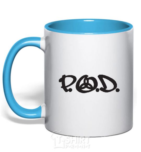 Mug with a colored handle P.O.D. sky-blue фото