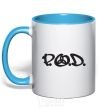 Mug with a colored handle P.O.D. sky-blue фото