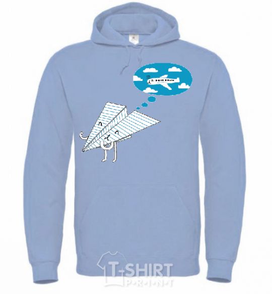 Men`s hoodie AEROPLANE DREAMS sky-blue фото