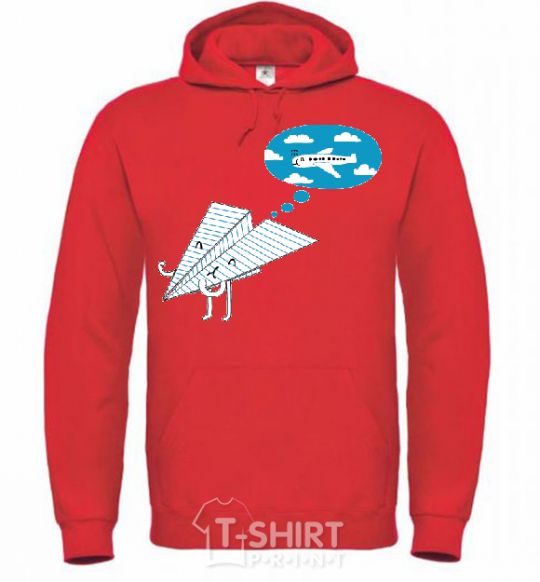 Men`s hoodie AEROPLANE DREAMS bright-red фото