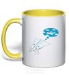 Mug with a colored handle AEROPLANE DREAMS yellow фото