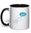 Mug with a colored handle AEROPLANE DREAMS black фото