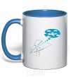 Mug with a colored handle AEROPLANE DREAMS royal-blue фото
