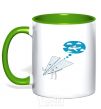 Mug with a colored handle AEROPLANE DREAMS kelly-green фото