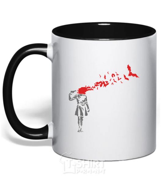 Mug with a colored handle SHOT black фото