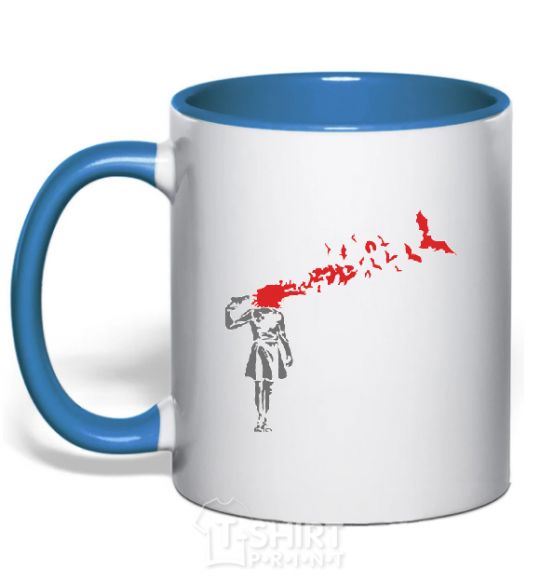 Mug with a colored handle SHOT royal-blue фото