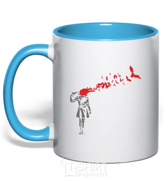 Mug with a colored handle SHOT sky-blue фото
