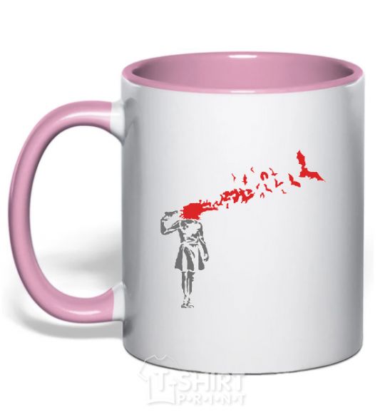 Mug with a colored handle SHOT light-pink фото