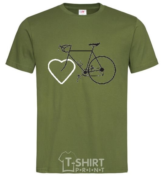 Мужская футболка I LOVE BICYCLE Оливковый фото