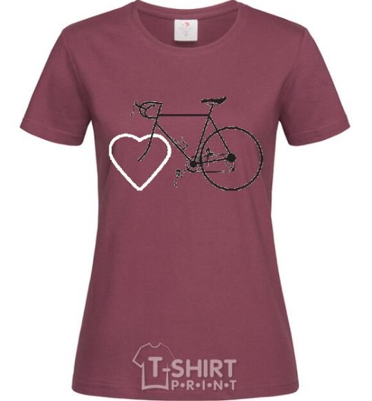 Женская футболка I LOVE BICYCLE Бордовый фото