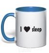 Mug with a colored handle I <3 SLEEP royal-blue фото