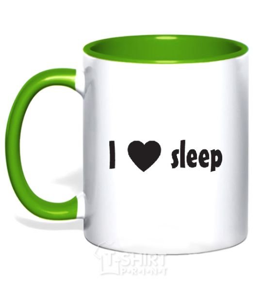 Mug with a colored handle I <3 SLEEP kelly-green фото