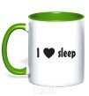 Mug with a colored handle I <3 SLEEP kelly-green фото