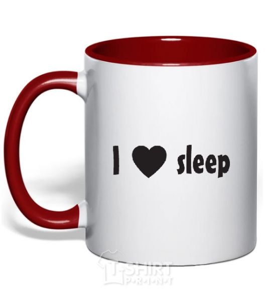 Mug with a colored handle I <3 SLEEP red фото