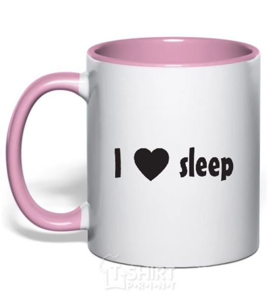 Mug with a colored handle I <3 SLEEP light-pink фото