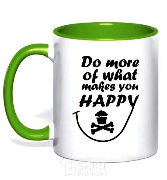 Mug with a colored handle DO MORE OF WHAT MAKES YOU HAPPY kelly-green фото