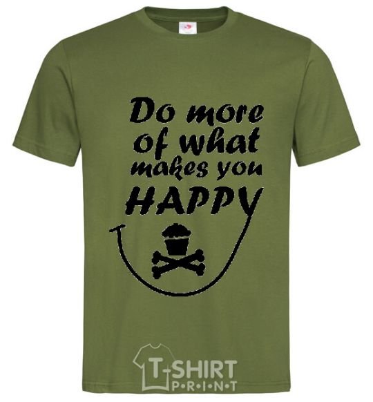 Мужская футболка DO MORE OF WHAT MAKES YOU HAPPY Оливковый фото