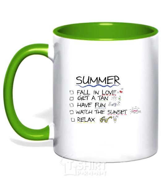 Mug with a colored handle PLANS FOR THE SUMMER kelly-green фото