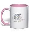 Mug with a colored handle PLANS FOR THE SUMMER light-pink фото