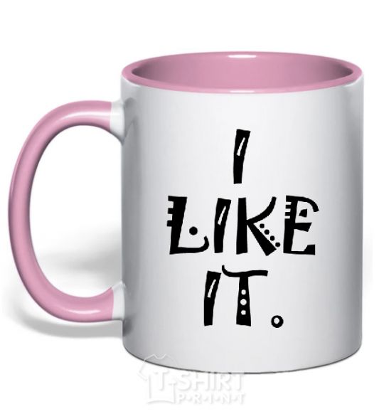 Mug with a colored handle I LIKE IT light-pink фото